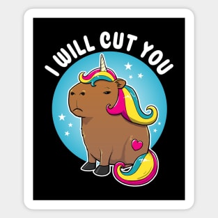I will cut you Cartoon Capybara Unicorn Sticker